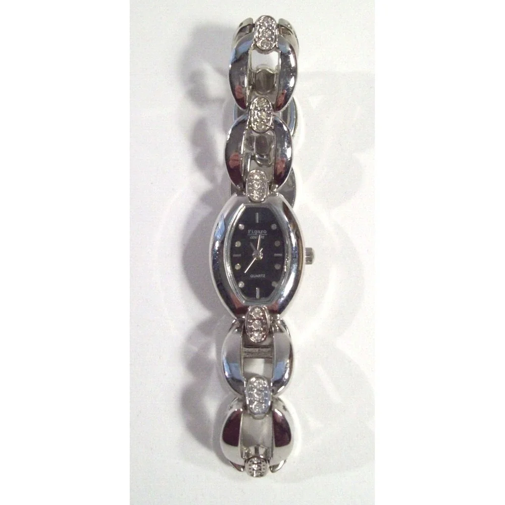 Women's Figaro Couture Wristwatch, Silver Tone, Faux Stones, Works